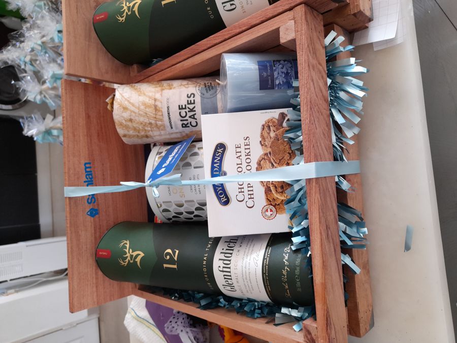 Wooden crate hamper branded for Sanlam